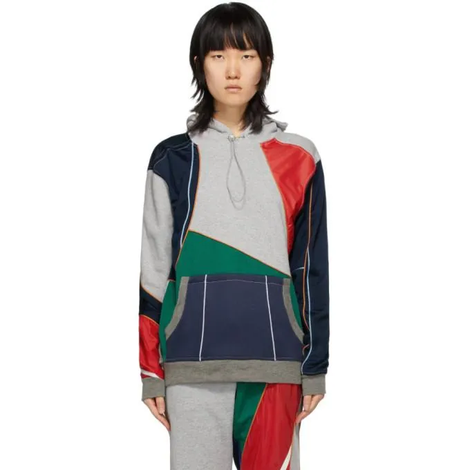 Ahluwalia Grey and Multicolor Patchwork Hoodie