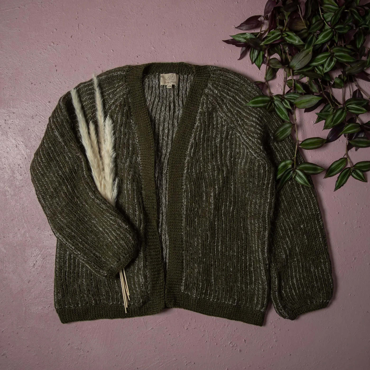 Brioche cardigan (Women) - Moss