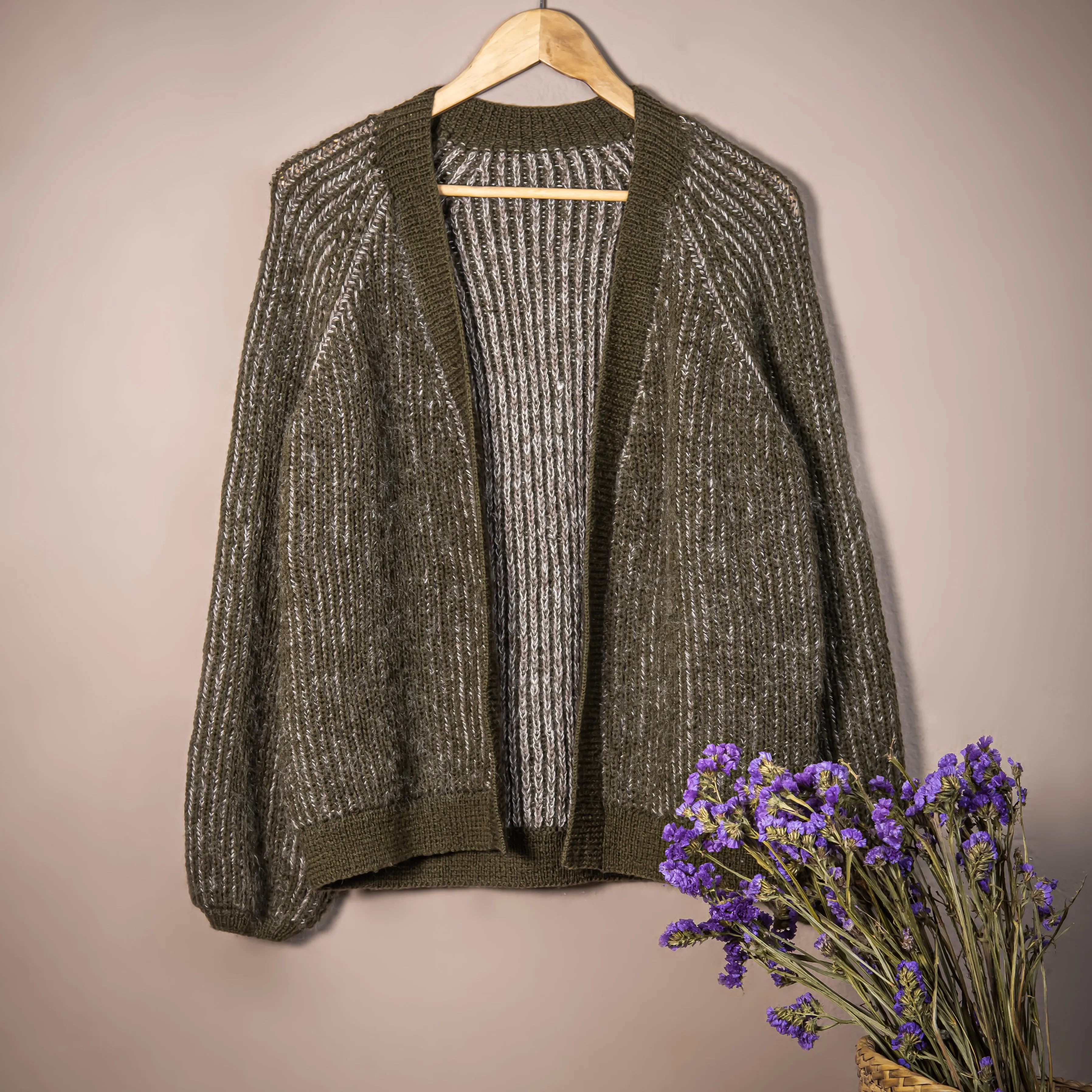 Brioche cardigan (Women) - Moss