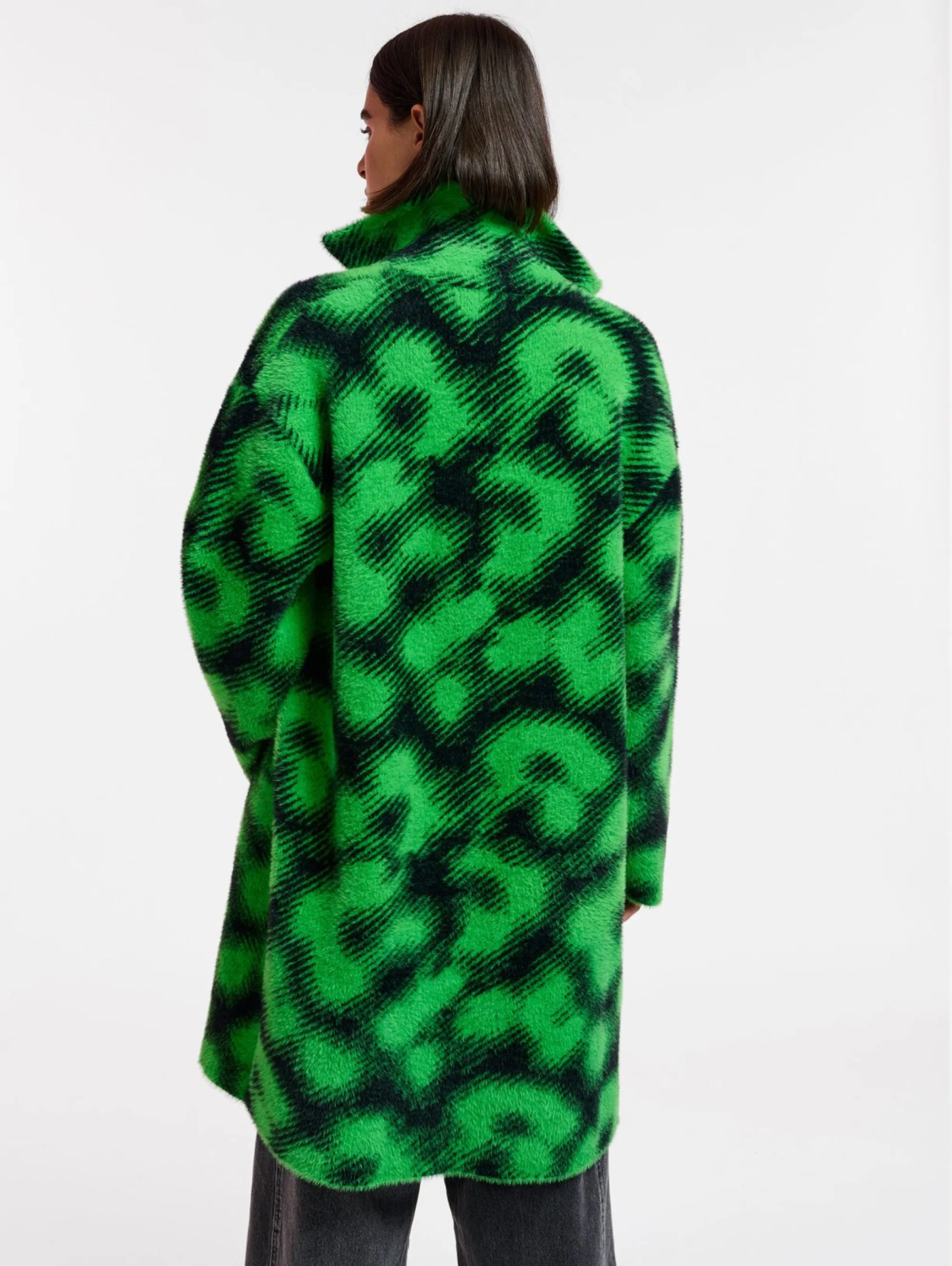 Cardigan Jacquard Nero/Verde