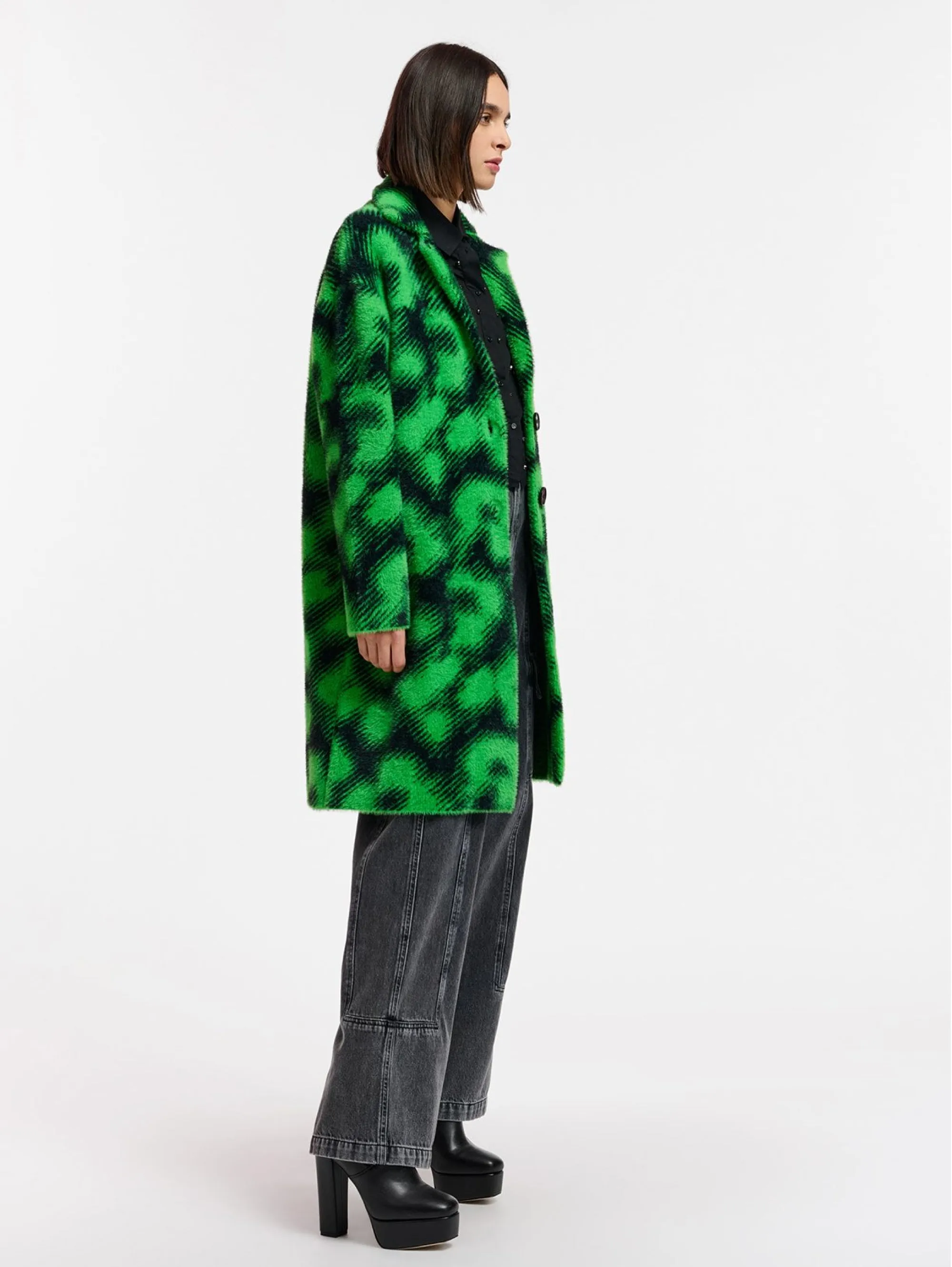 Cardigan Jacquard Nero/Verde