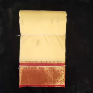 Cream with Red | Dharmavaram Silk Saree No 129