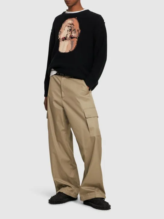 Doublet   Hand knit cotton jacquard sweater 