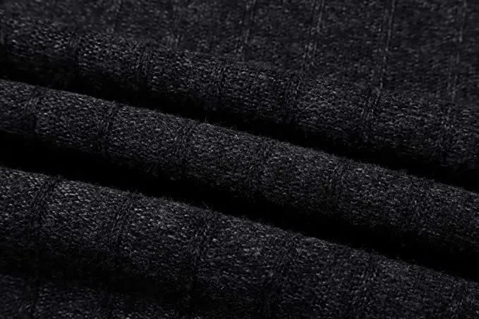 Full Zip Cardigan Patch Design Sweater with Brushed Flannel Lining - Charcoal