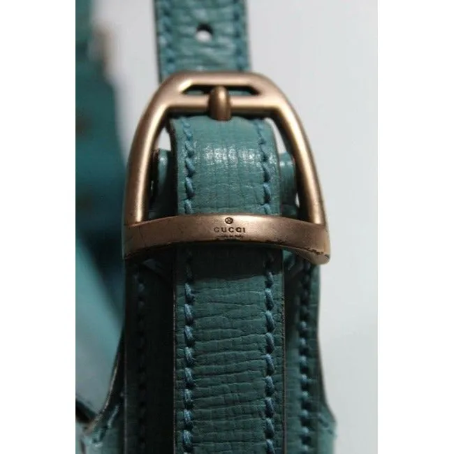 Gucci Turquoise Leather Horse-bit Chain Saddle Bag