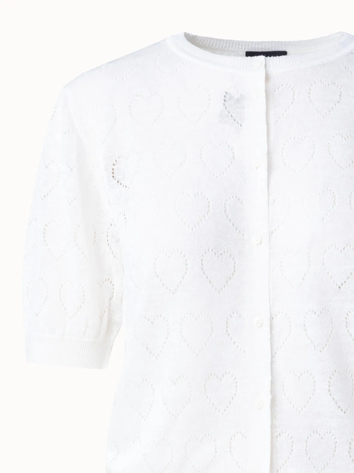 Hearts Knit Cardigan In Linen Stretch Ajoure