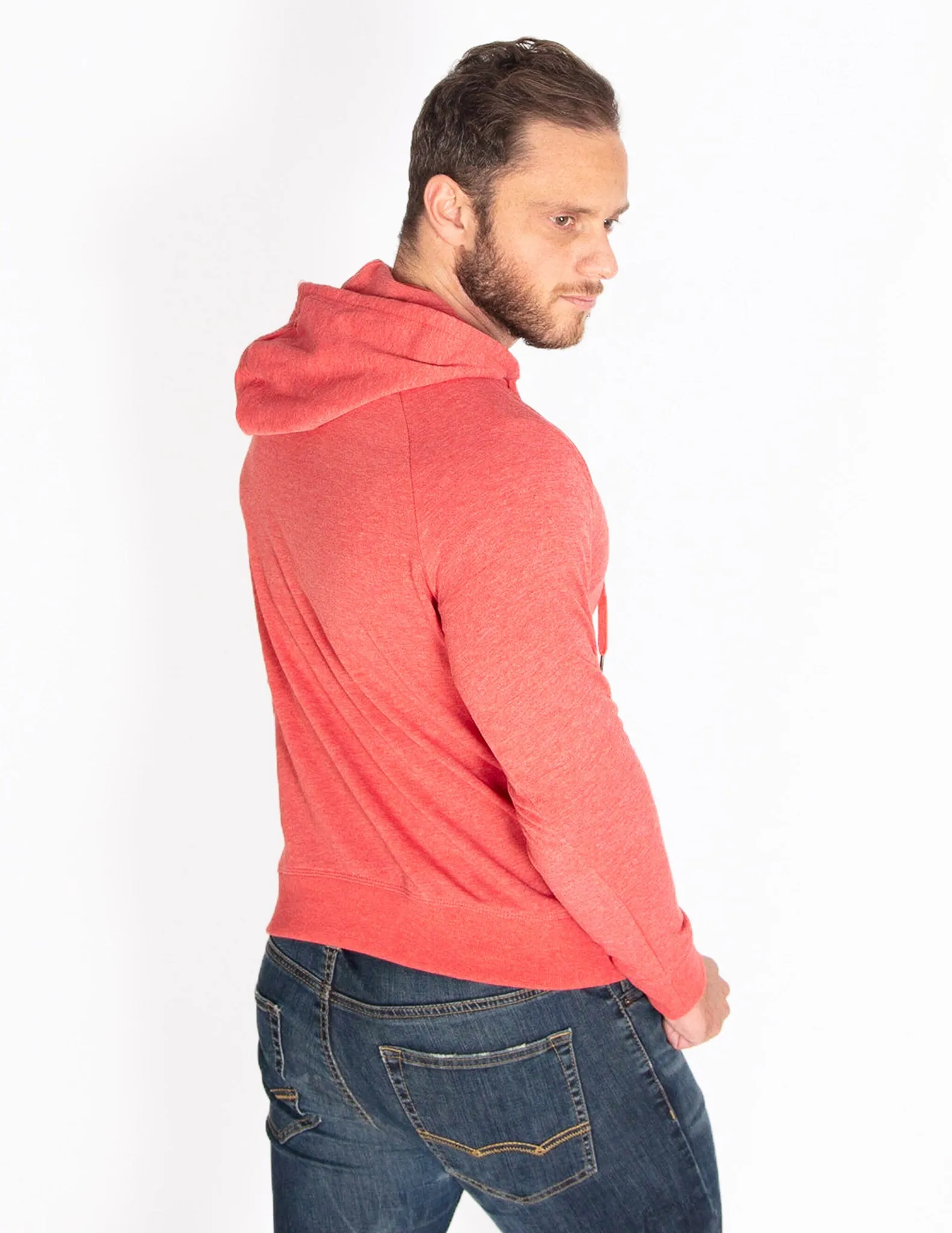 MUSCLE PULLOVER HOODIE - RED MARL