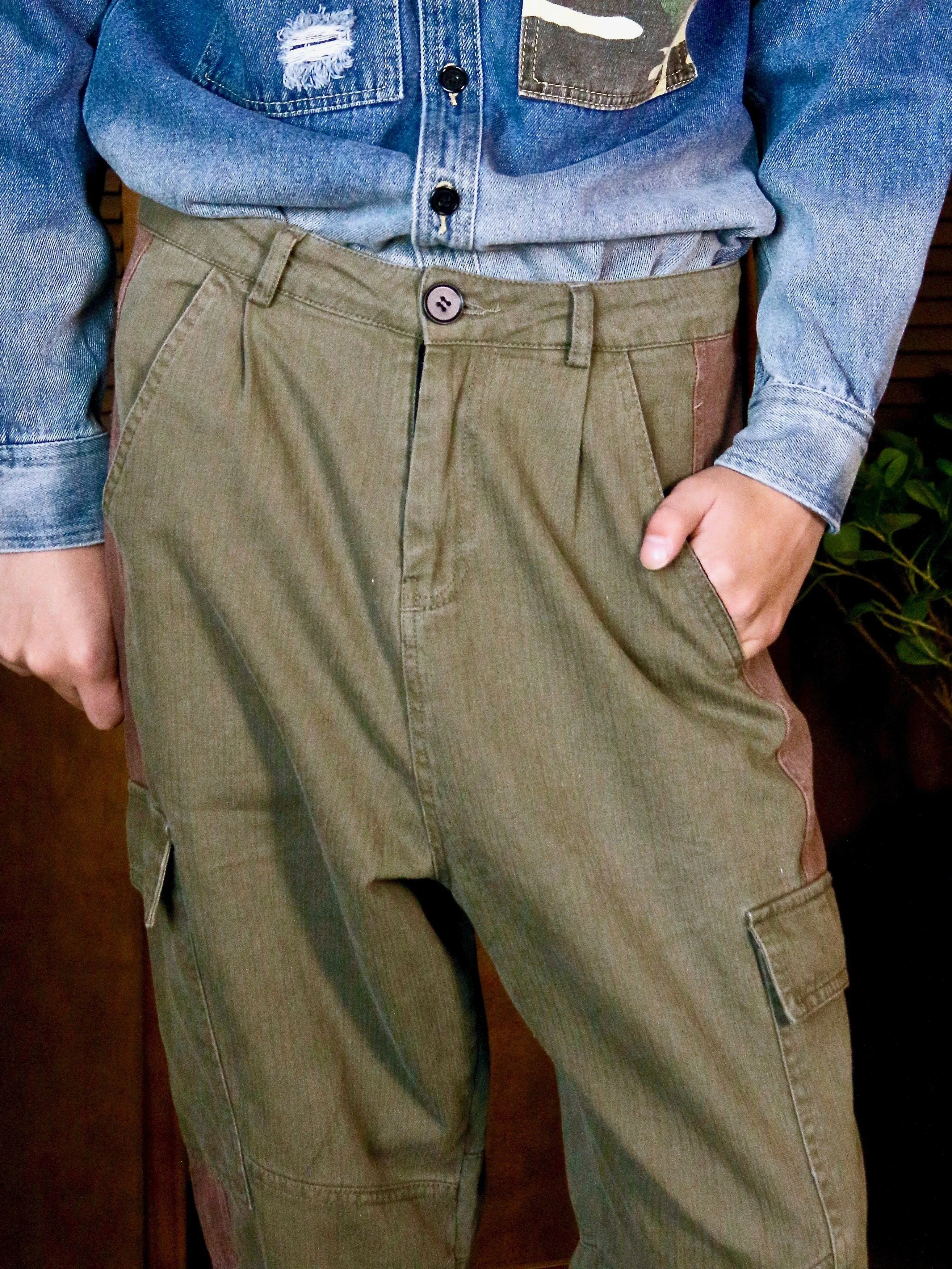 Patched Multi-Pocket Workwear Trousers