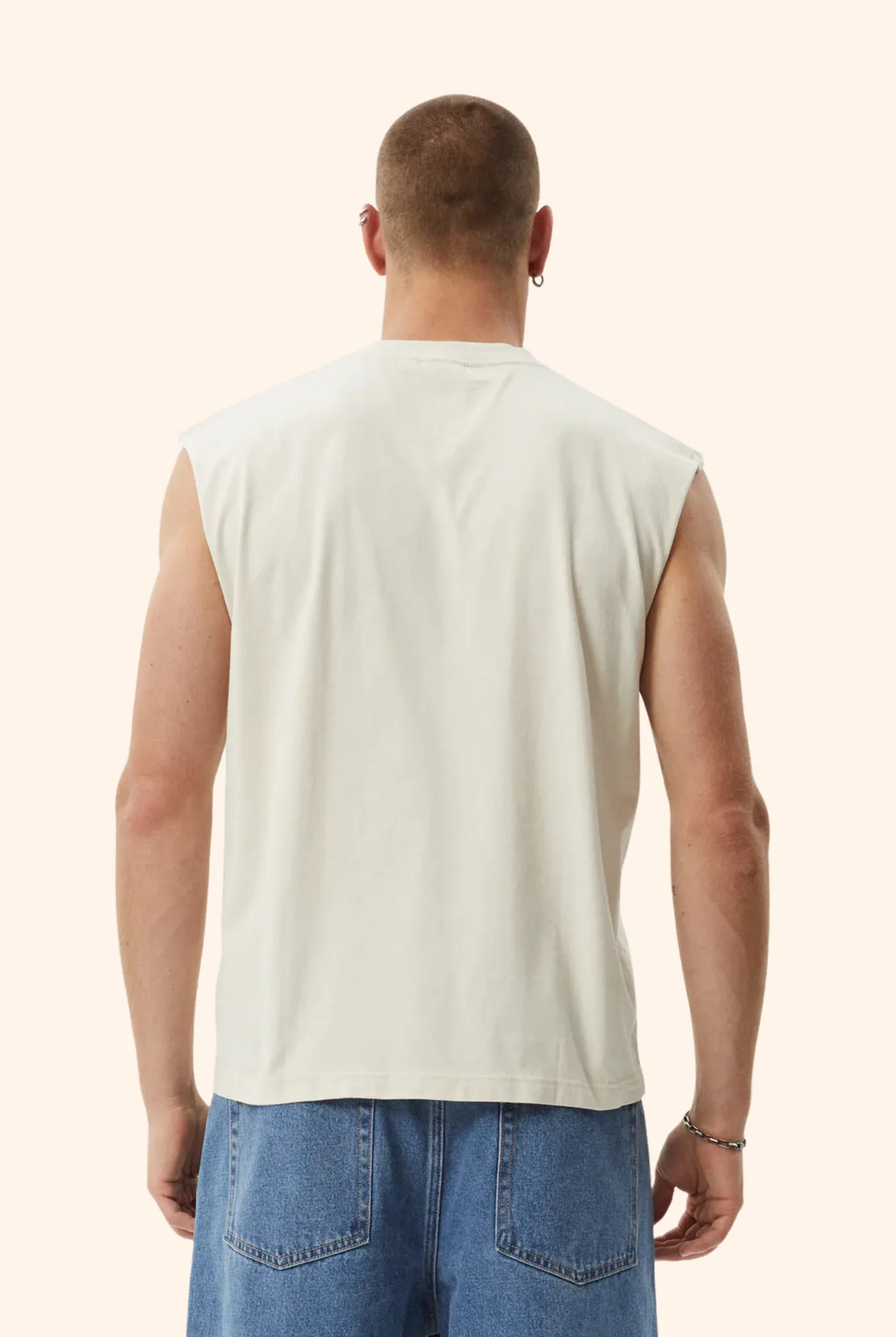 Peace Out Sleeveless Tee in Moonbeam