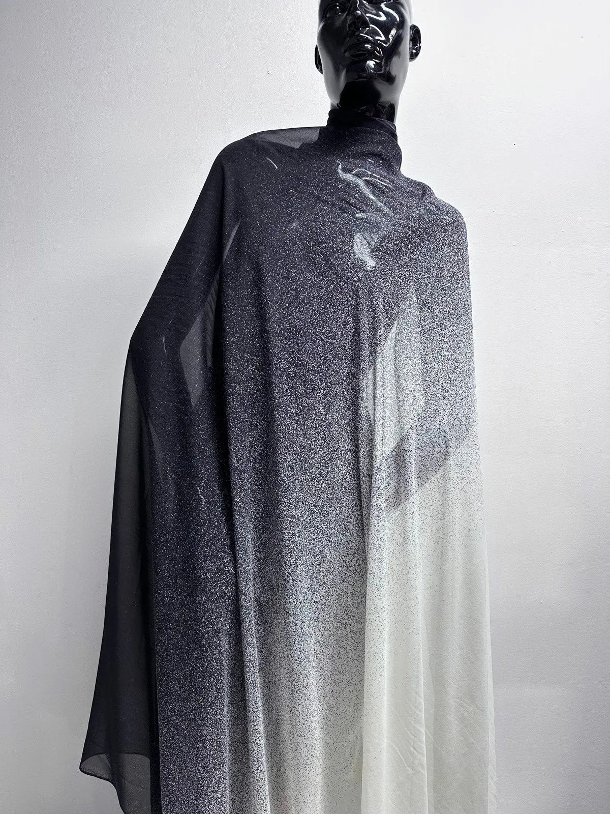 Per 1 3/4 Yard Panel Snowy Night Silk Georgette Print