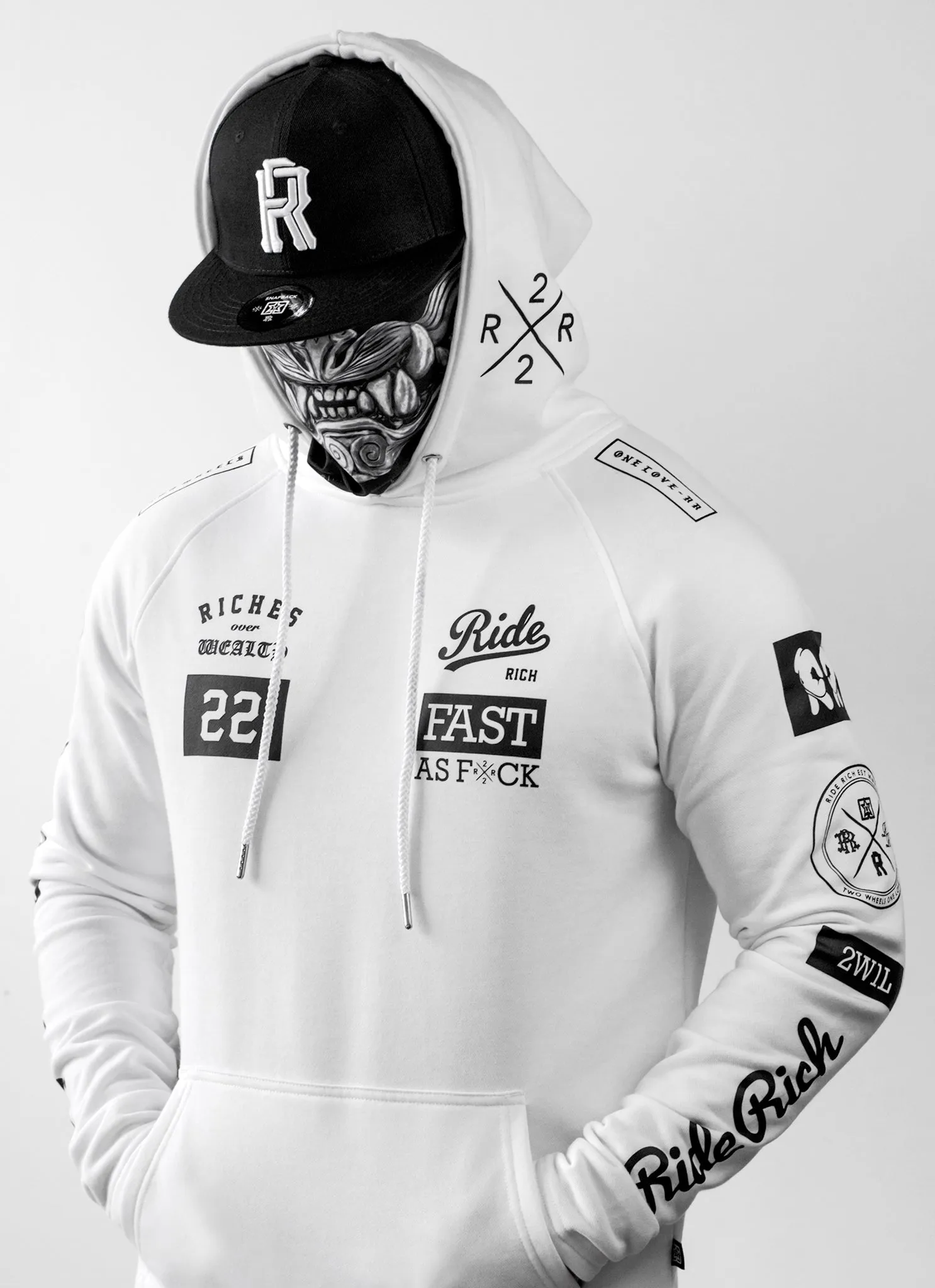 RR GP Scoop Pullover Hoodie {White}