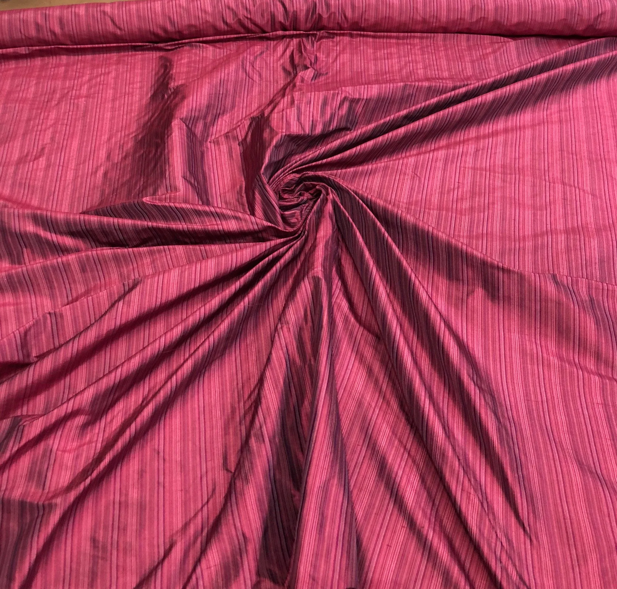 Silk shantung pinstripes 54&quot; wide   Beautiful fusia puple color silk shantung fabric sold by the yard