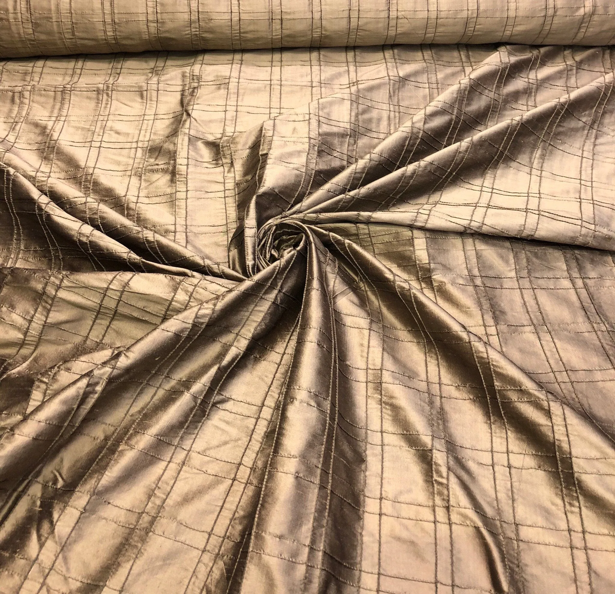 Silk shantung pintuck 52&quot; wide   Beautiful bronze color silk shantung fabric sold by the yard