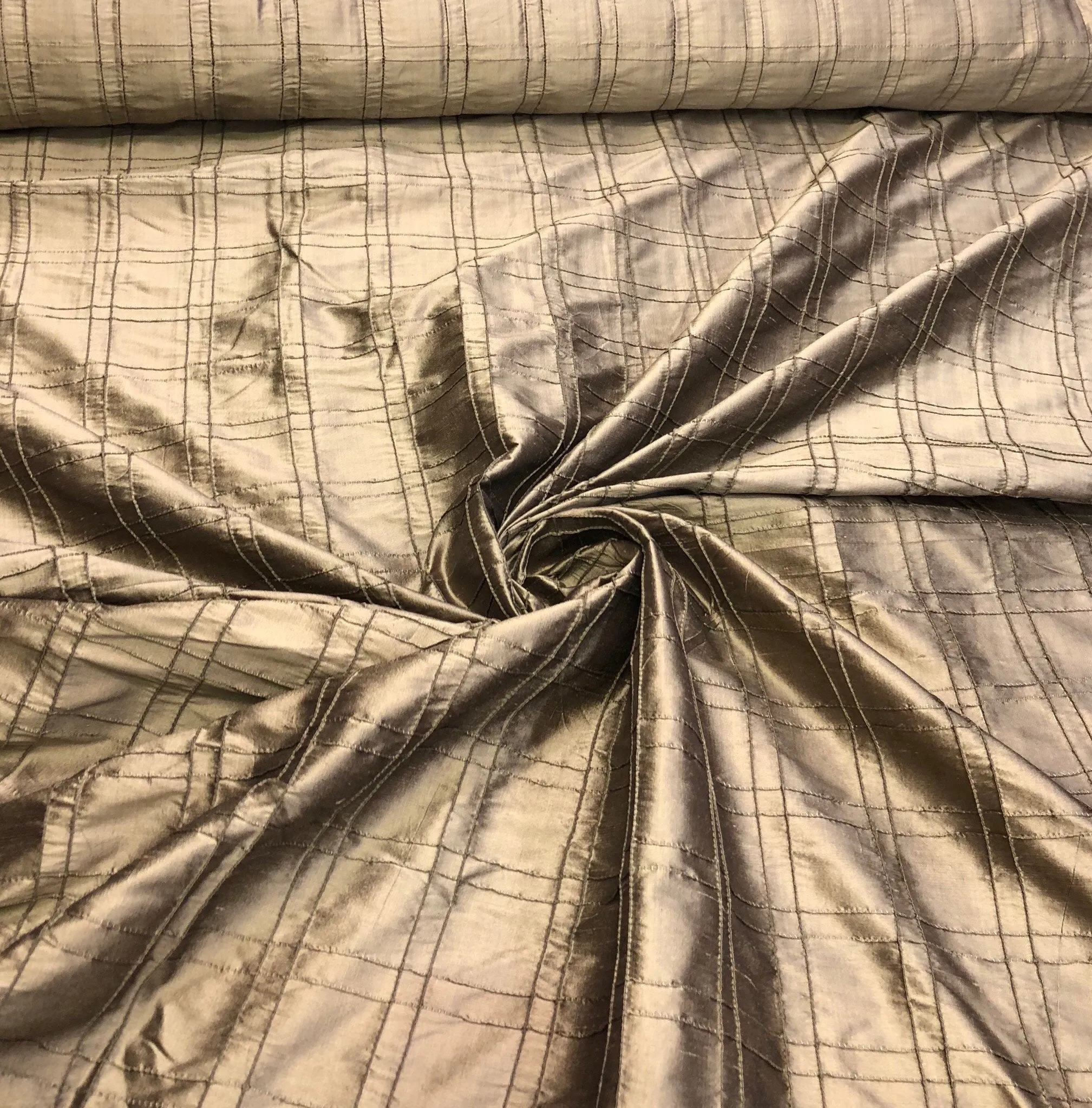 Silk shantung pintuck 52&quot; wide   Beautiful bronze color silk shantung fabric sold by the yard