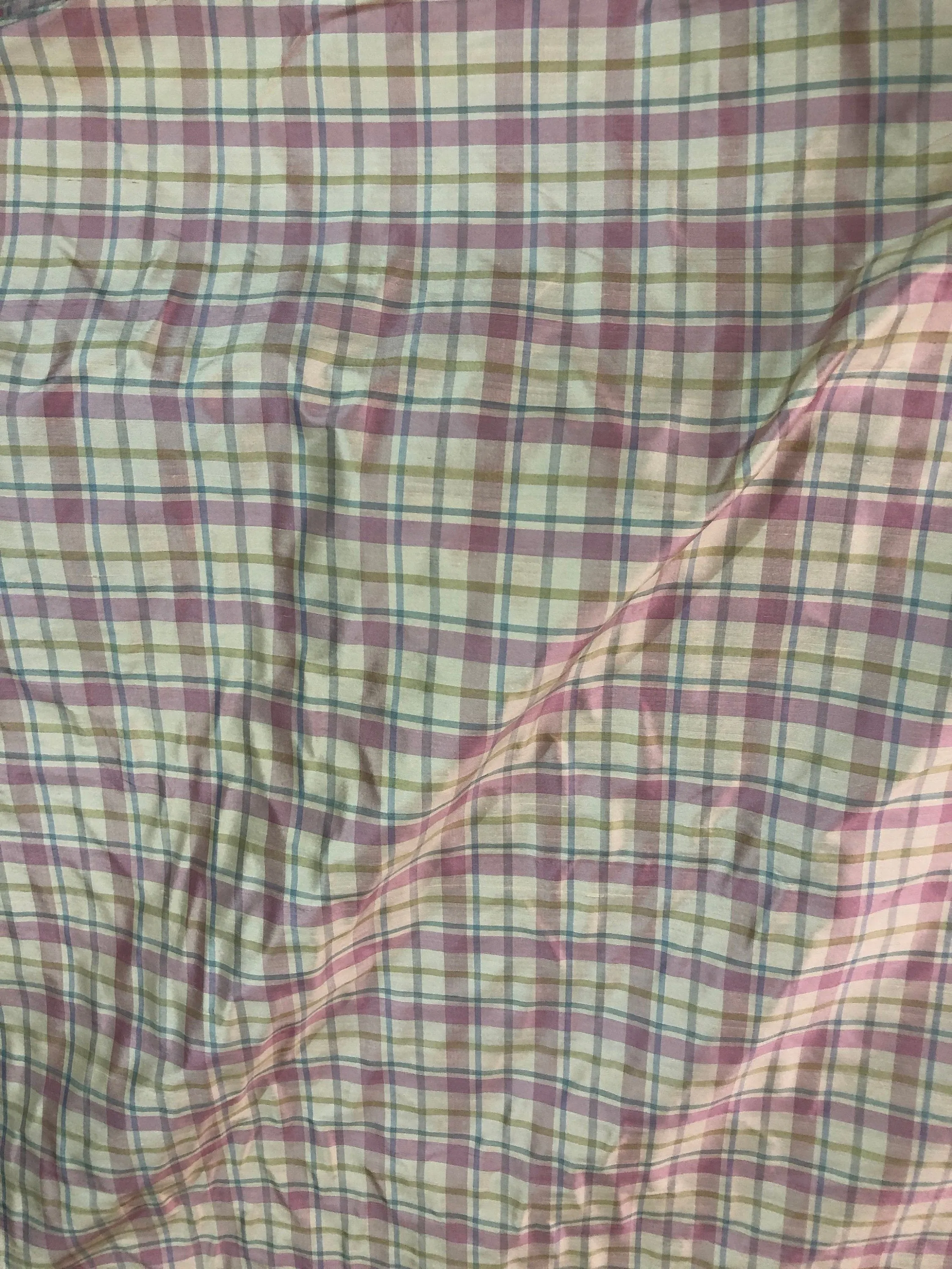 Silk shantung plads   54&quot; wide                        Sold by the yard       Beautiful beige pink combination