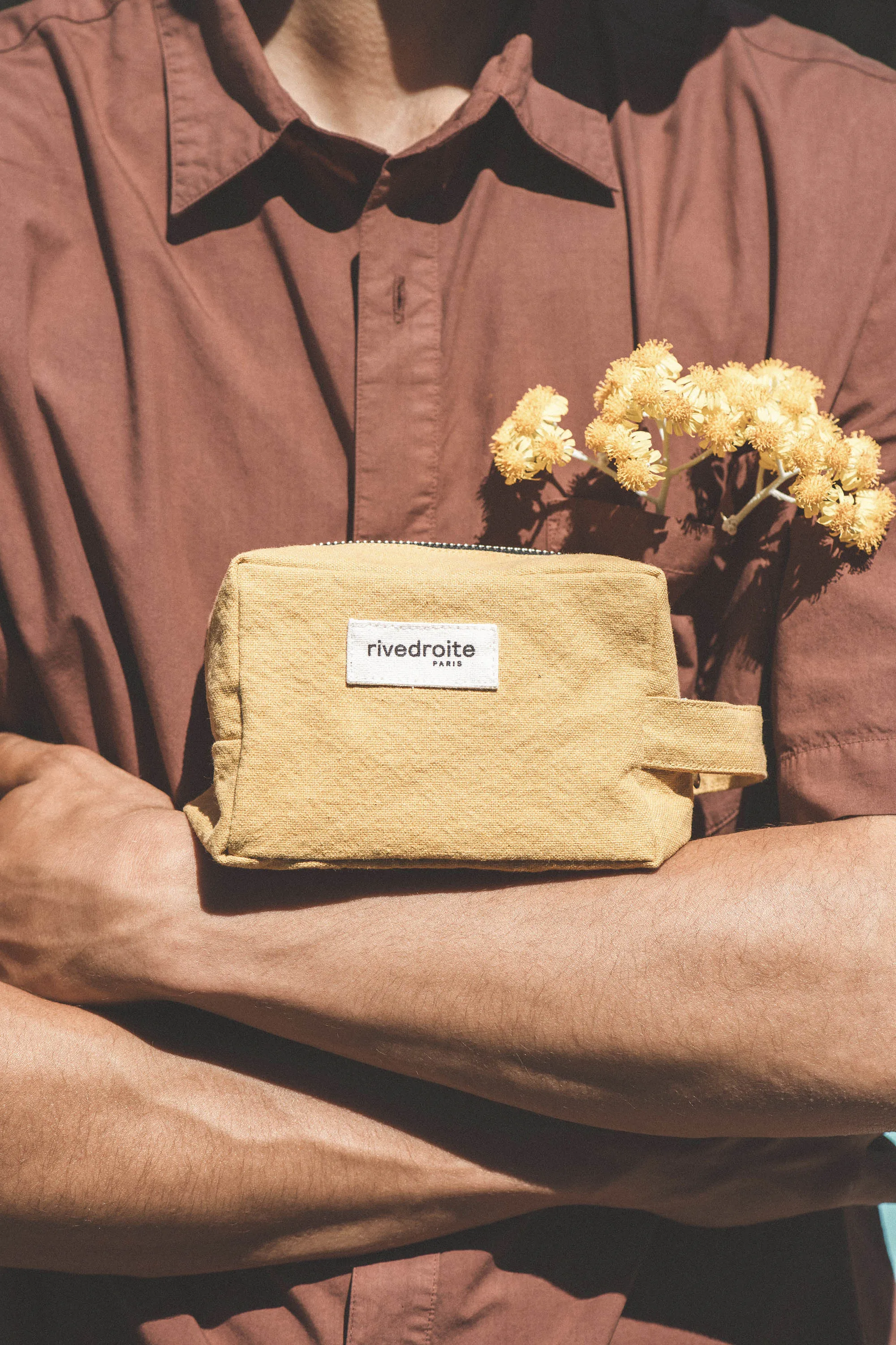 Tournelles the small pouch - Recycled cotton mustard