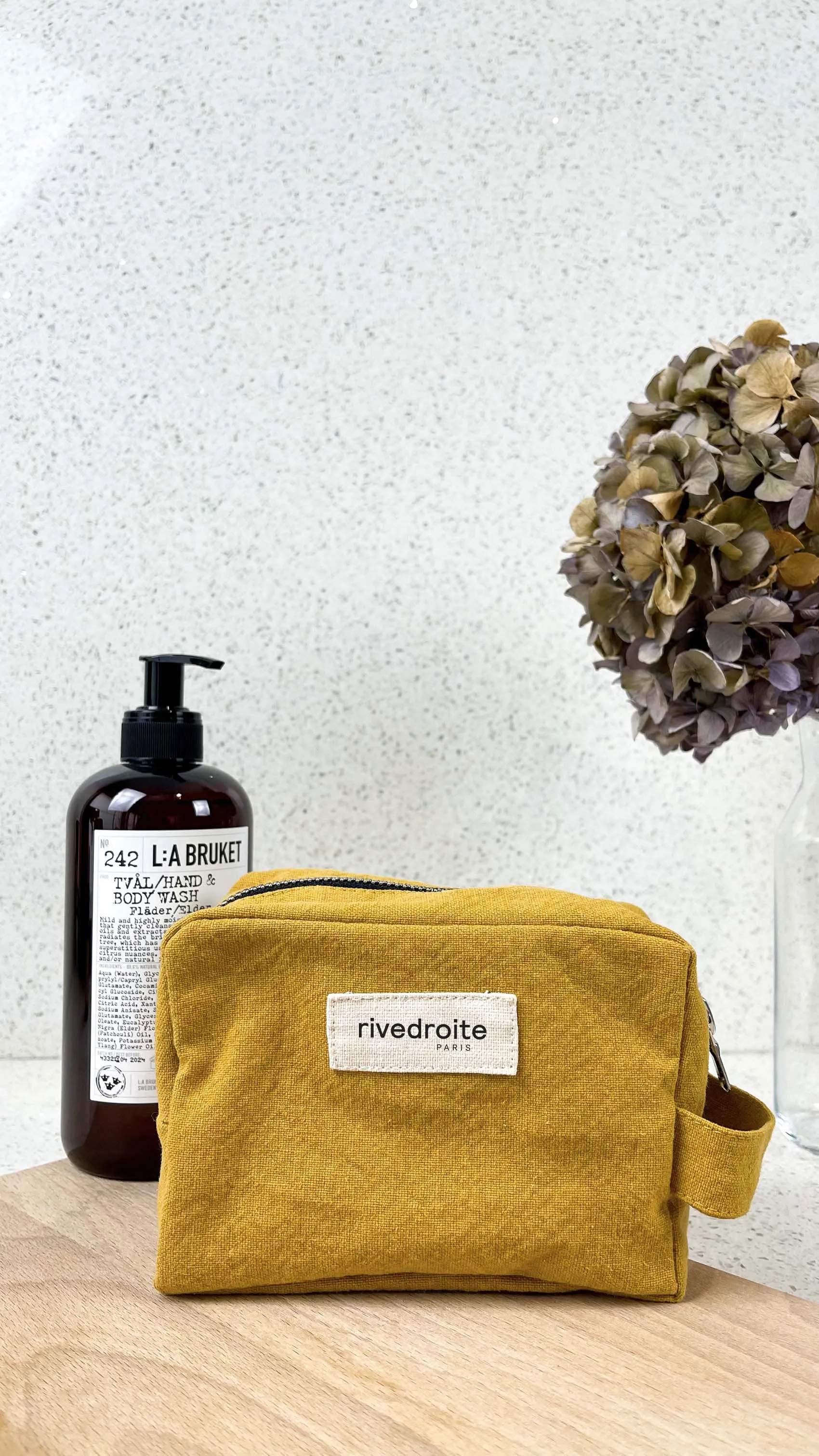 Tournelles the small pouch - Recycled cotton mustard